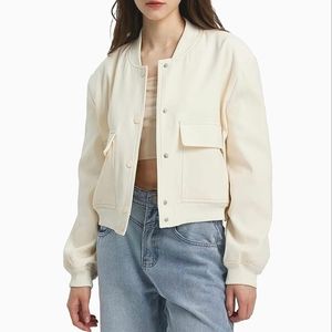 Jason Wu Bomber Jacket Women's SizeM Cream Button up